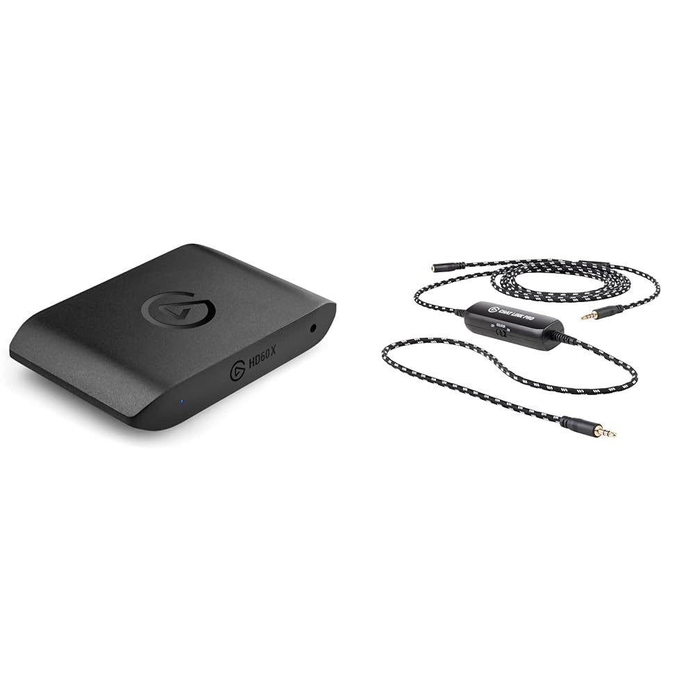 Elgato HD60 X External Capture Card for Streaming & Recording - Chat Link Pro Audio Adapter Included - Perfect for Twitch, YouTube & Game Capture