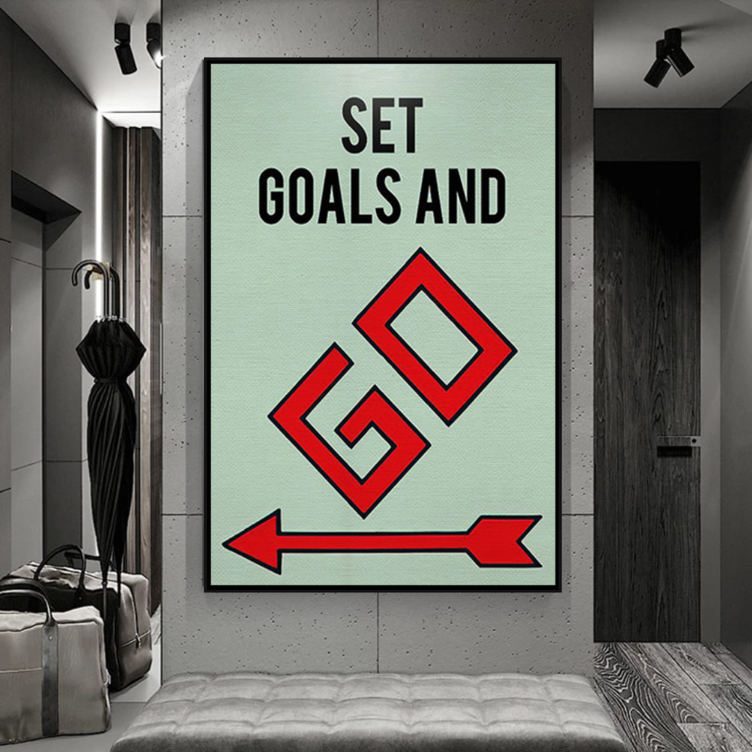 Alec Monopoly Set Goals and Go Play Card - Canvas Wall Art Decor for Home, Office & Game Room - Perfect Gift for Art Lovers & Board Game Fans