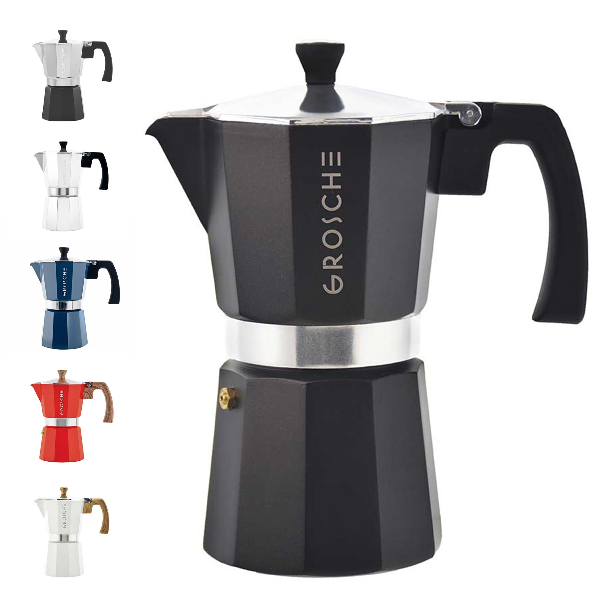 GROSCHE Milano Stovetop Espresso Maker - 6 Cup Moka Pot for Cuban & Italian Coffee | Durable Aluminum Coffee Brewer for Gas & Electric Stoves | Perfect for Home, Office & Camping Use