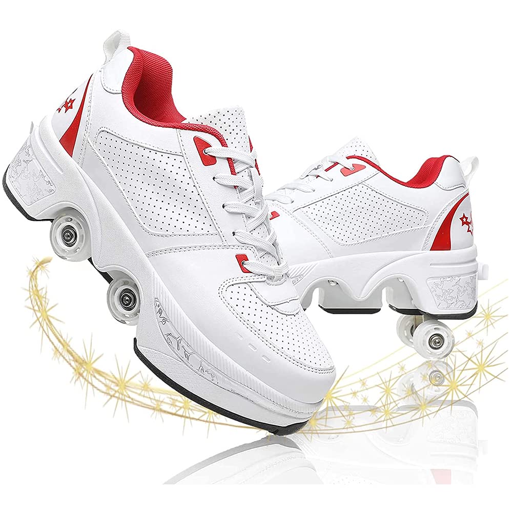Retractable Quad Roller Skates for Adults & Kids - Unisex Kick Roller Shoes with Smooth Wheels for Indoor/Outdoor Skating, Fitness & Recreation | Perfect for Park, Rink & Street Use