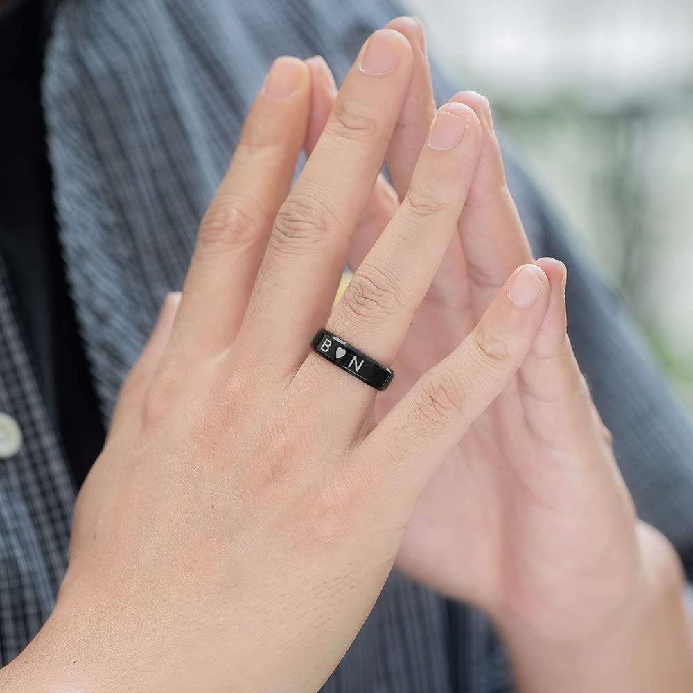 Custom Engraved Stainless Steel Wedding Band Rings for Men - Perfect Gift for Husband, Dad, Boyfriend - Comfort Fit & Durable for Daily Wear