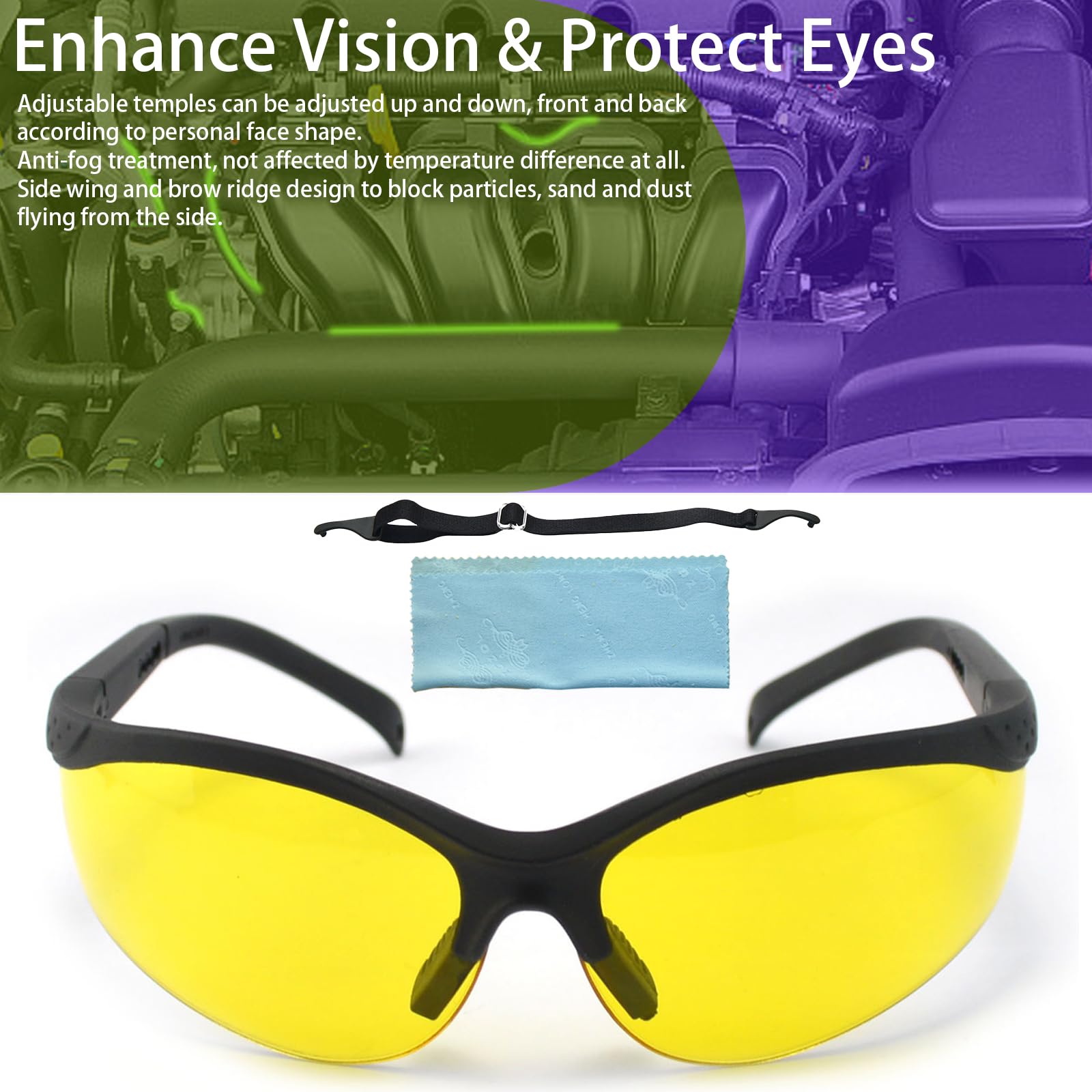 Auto AC Leak Detector Kit with UV Flashlight & Oil Dye - Professional Air Conditioner Leak Detection Tool with Protective Glasses - Perfect for Car AC Repair, HVAC Maintenance, and Refrigerant Leak Testing