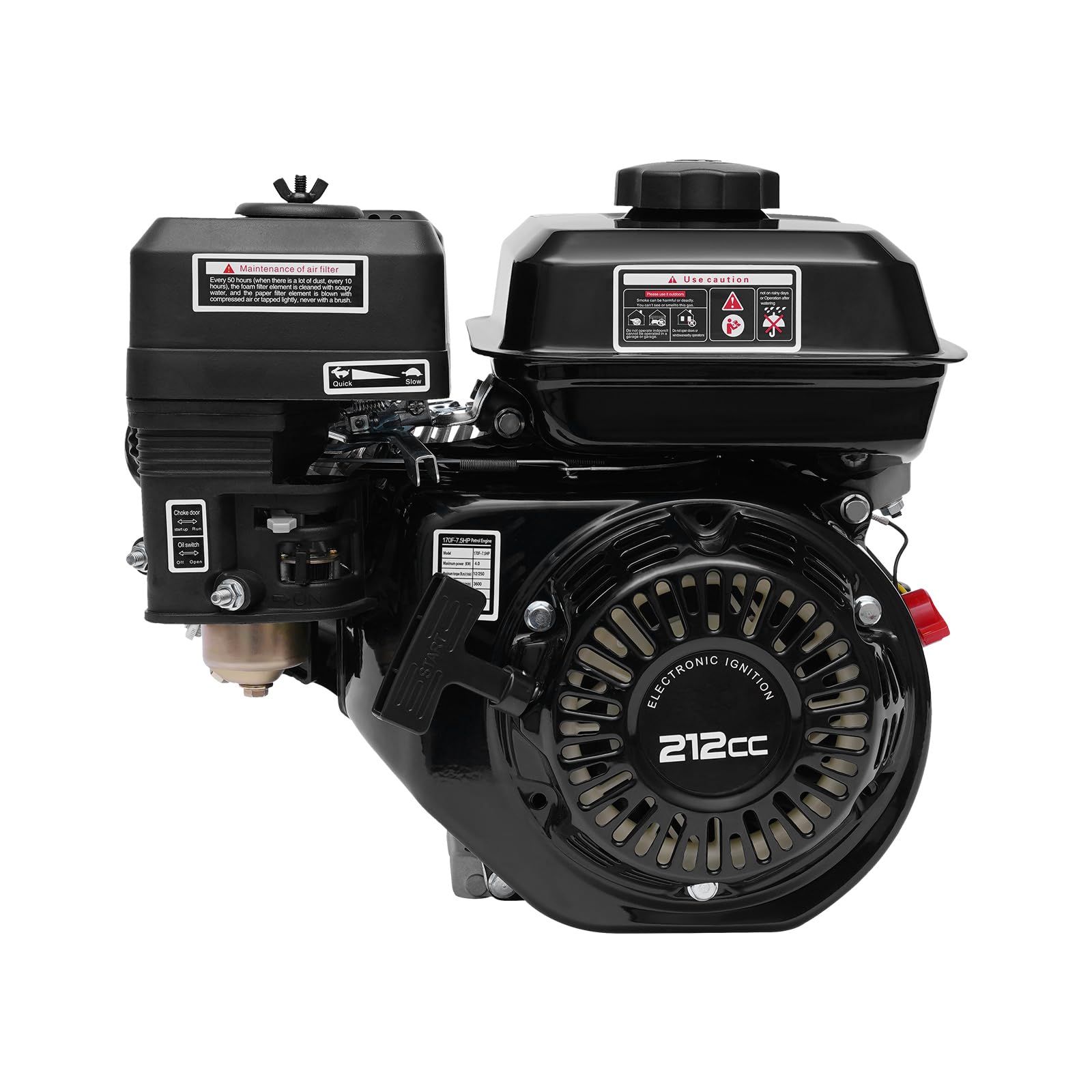 7.5 HP 4-Stroke Horizontal Shaft OHV Gas Engine - Replacement Motor for Go Karts, Log Splitters & Mini Bikes | Durable Single Cylinder Power for Outdoor Power Equipment & Small Vehicles