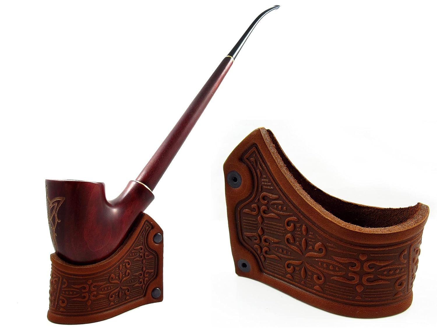 Premium Genuine Leather Tobacco Pipe Stand - Handcrafted for Pipe Smokers (Nordic G) | Perfect for Home, Office & Smoking Lounges