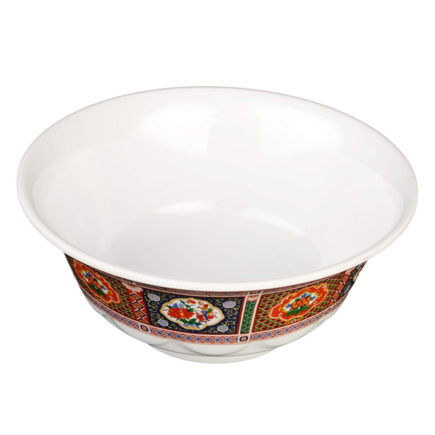 Peacock Melamine Dinnerware Set - 34 oz Scalloped Bowl (7.25 Inch) - Pack of 12 - Durable & Lightweight for Outdoor Dining, Picnics, and Pool Parties