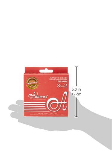 Adamas Phosphor Bronze Acoustic Guitar Strings - Historic Reissue Set of 3 Light .012 (1818-3) | Perfect for Folk, Bluegrass & Fingerstyle Playing