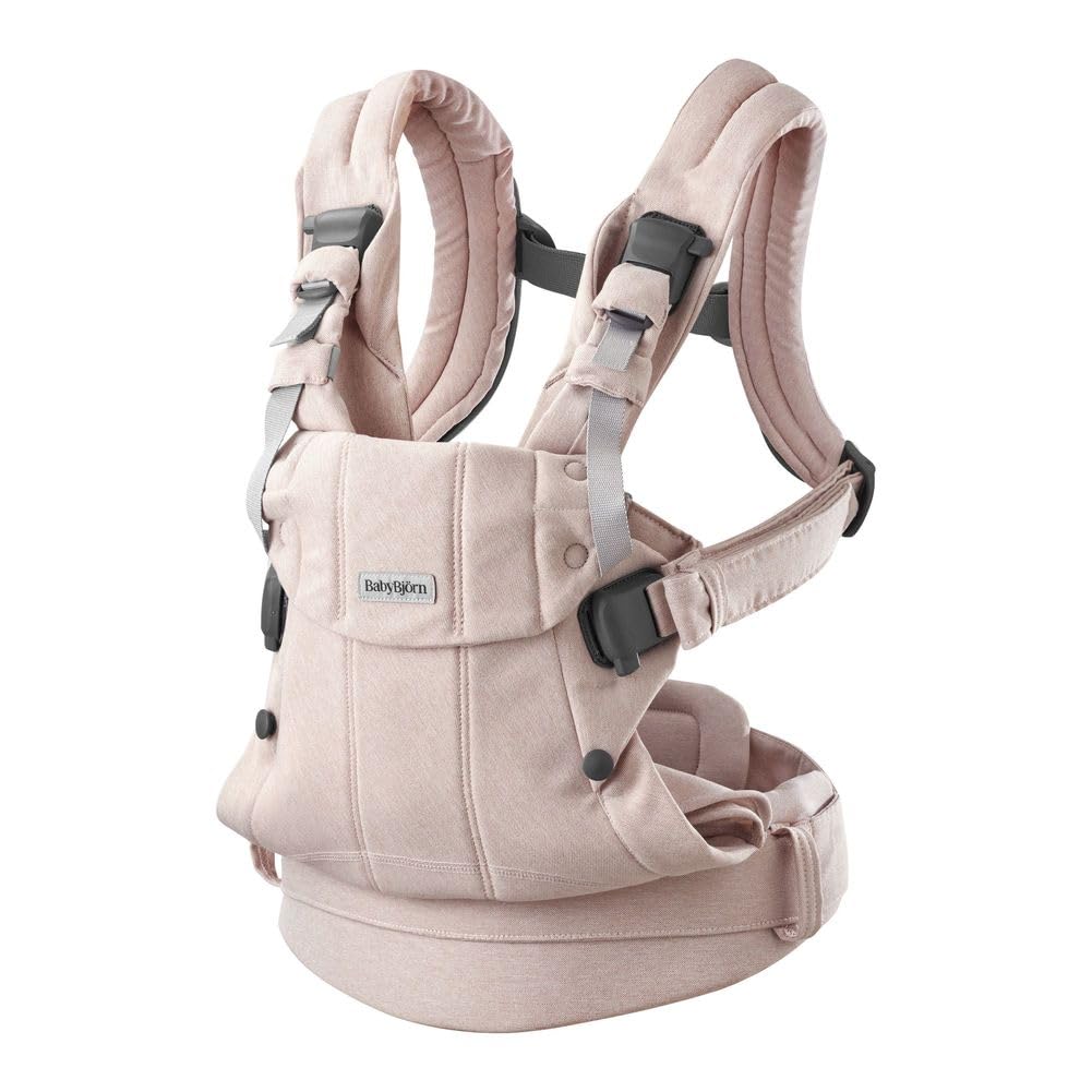 BabyBjorn Harmony Baby Carrier - Soft Woven Melange Fabric, Ergonomic Design for Newborn to Toddler (Light Pink) | Perfect for Hands-Free Parenting, Walks & Travel