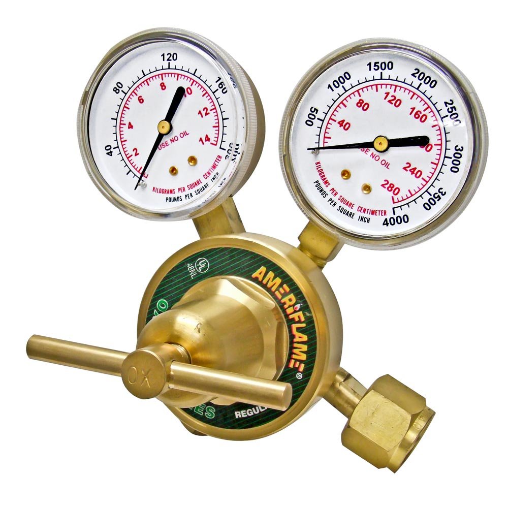 Heavy Duty Single Stage Oxygen Regulator with CGA540 Inlet - R350-540 High Flow Gas Control Valve for Welding, Medical & Industrial Use