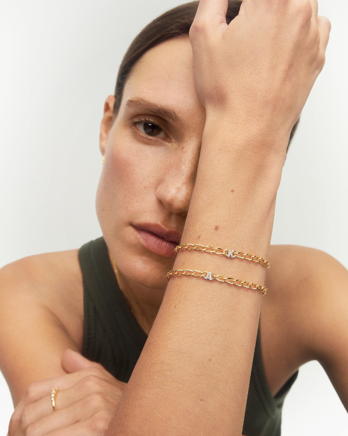 GRID3 Letter A Chain Bracelet for Women - Personalized Initial Jewelry Gift for Her - Trendy Layering Bracelet for Everyday Wear & Special Occasions