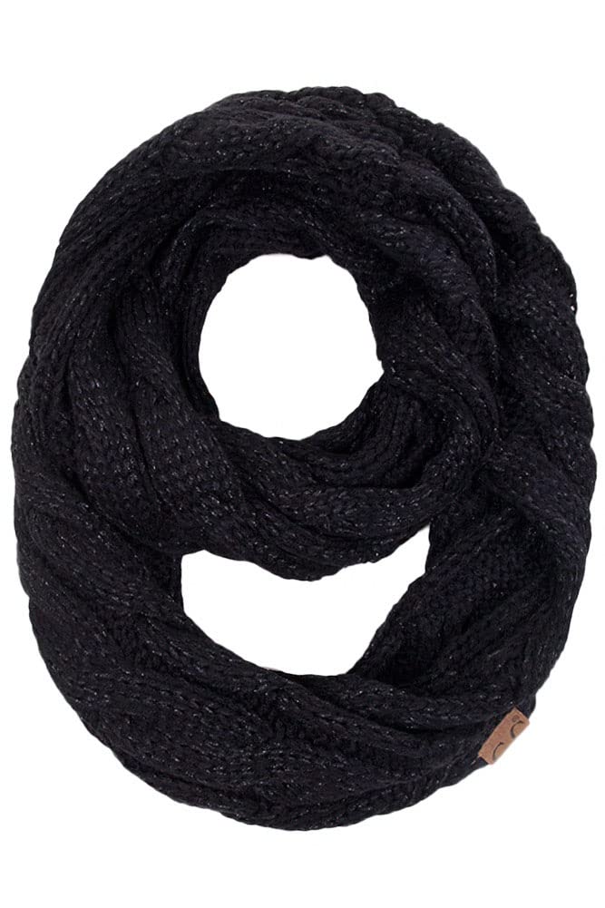ScarvesMe Women's Metallic Ribbed Cable Knit Infinity Scarf - Warm Winter Fashion Accessory for Casual Outfits & Office Wear