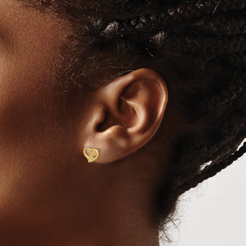 TE709 Gold Criss Cross with Diamond/CZ Heart Post Earrings - Perfect for Valentine's Day Gifts, Anniversary Presents & Everyday Elegance