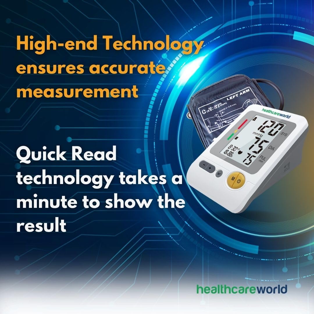 Accurate Digital Blood Pressure Monitor with Large Cuff (30-42cm) & Standard Cuff (22-36cm) - Automatic Inflation, WHO Indicator - Perfect for Home Health Monitoring & Doctor Visits