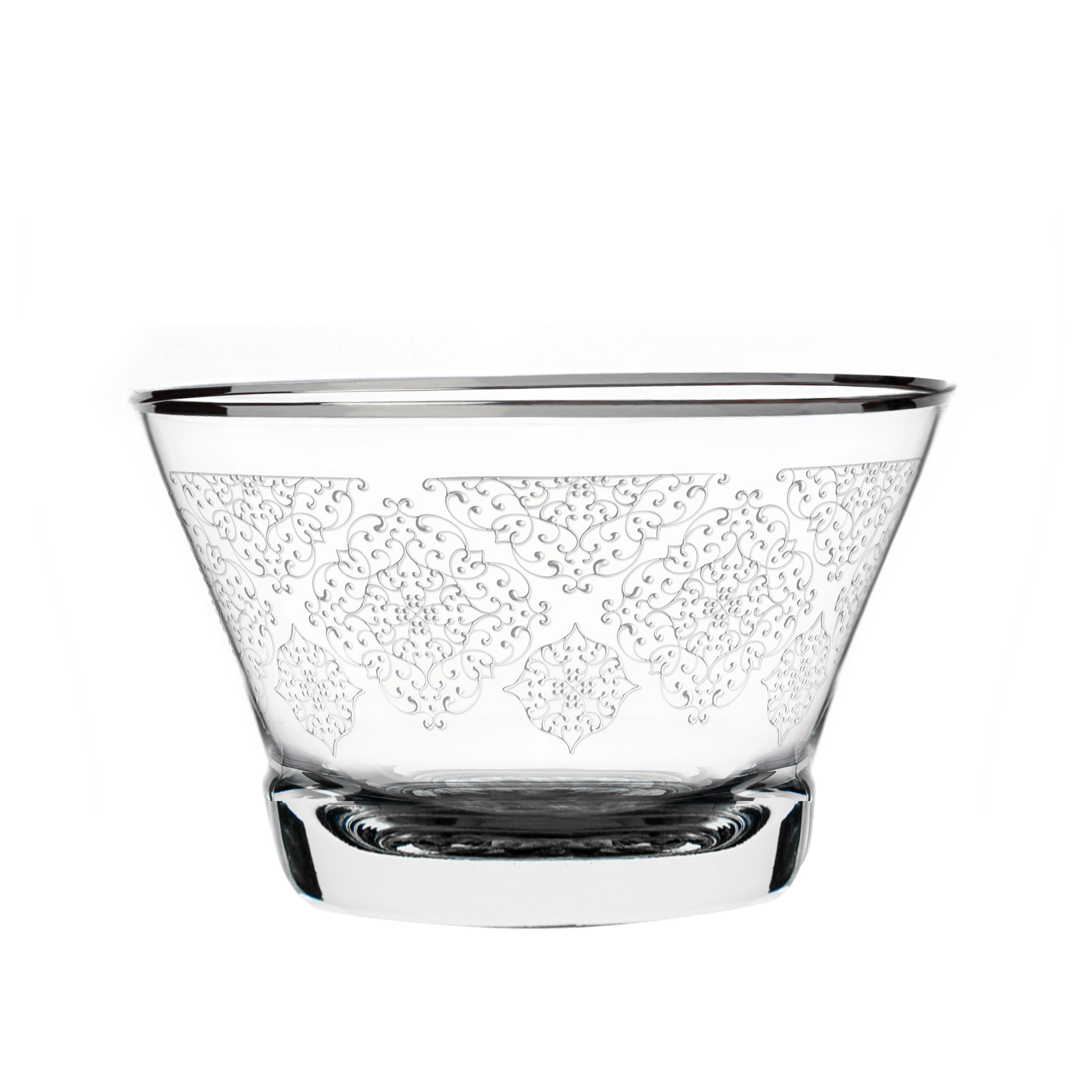 Dimlaj Perla 4-Piece Platinum Serving Bowl Set - Elegant Salad, Soup, and Dessert Bowls for Dining & Entertaining