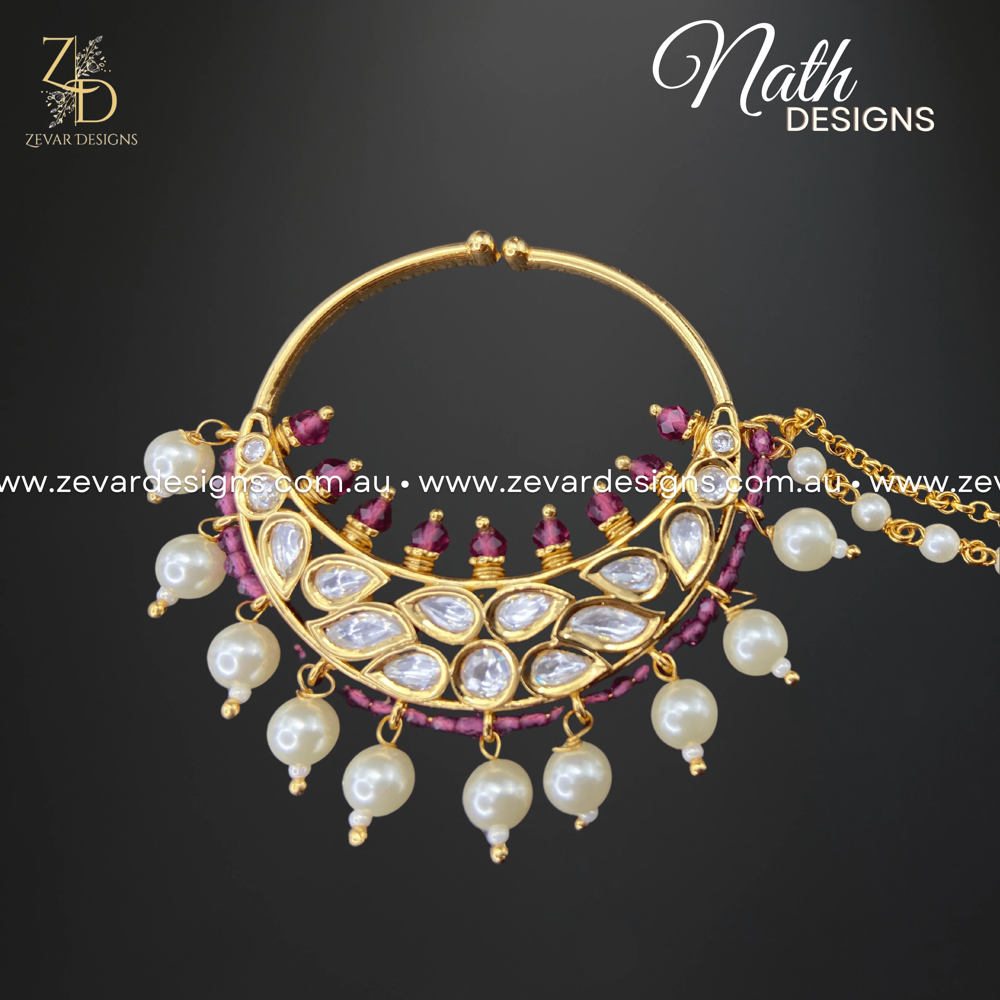 Kundan Nath Red Traditional Indian Bridal Jewelry Set - Perfect for Weddings, Festivals & Special Occasions