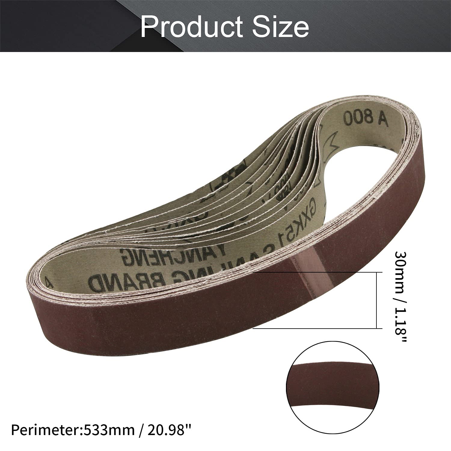 Utoolmart 1.2x21 Inch 800 Grit Aluminum Oxide Sanding Belt - 10 Pack for Wood Finishing, Metal Polishing & Drywall Sanding | Compatible with Portable Belt Sanders, Sharpening & DIY Projects