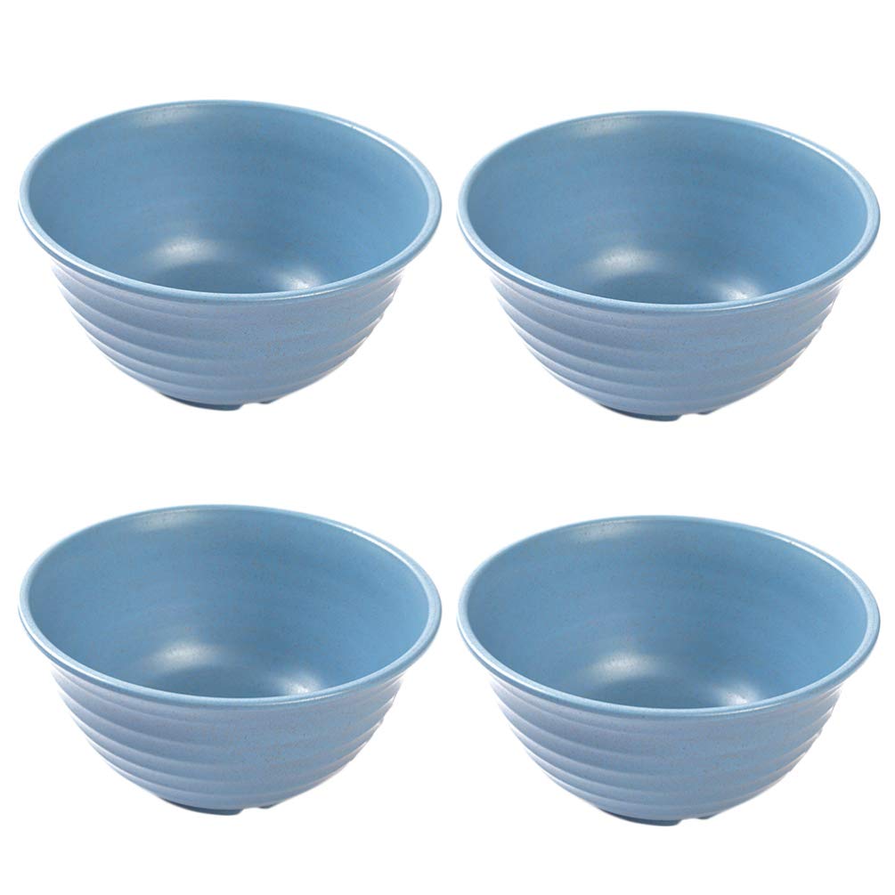 UPKOCH 4-Piece Wheat Straw Bowls Set - Eco-Friendly Dinnerware for Rice, Dessert, Snacks & Noodles - Durable & Lightweight for Home & Restaurant Use (Blue) | Perfect for Everyday Meals, Parties & Outdoor Dining