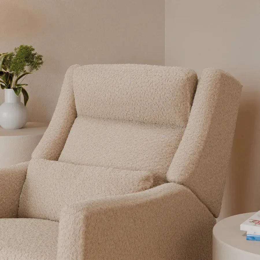 Babyletto Kiwi Plus Electronic Glider & Recliner with Adjustable Headrest - Chai Shearling Fabric - Perfect for Nursery, Breastfeeding & Baby Comfort