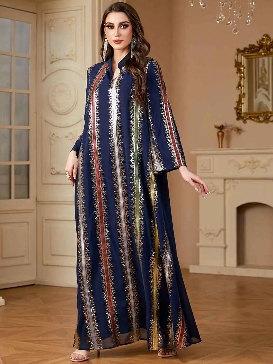 Elegant Chiffon Embroidery Eid Caftan Dress for Women - Flowy Long Kaftan with Intricate Designs #244170 | Perfect for Eid Celebrations, Weddings & Special Occasions