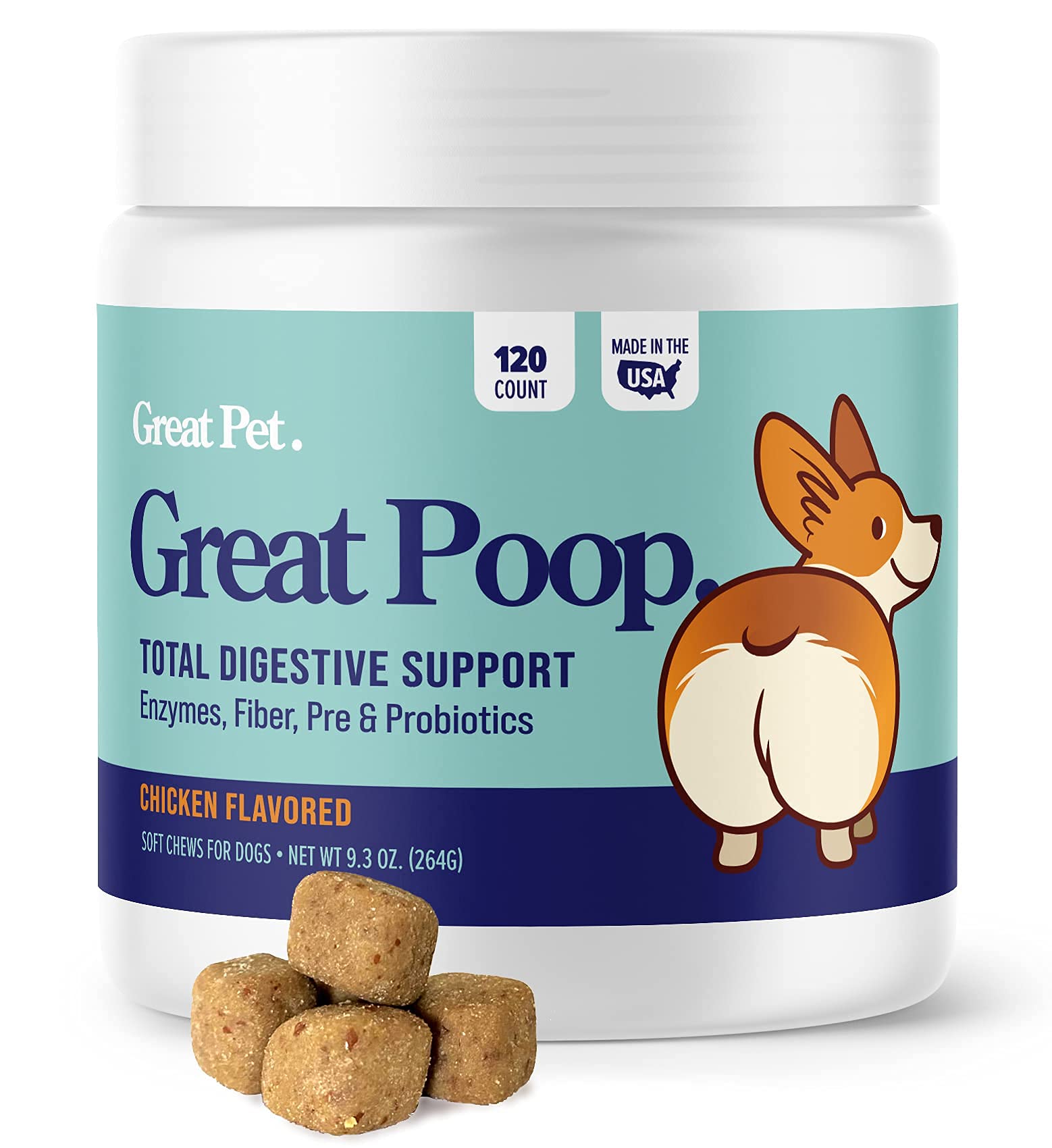 Premium Probiotic Soft Chews for Dogs - Digestive Health Supplement with Probiotics, Prebiotics & Enzymes for Gut Balance, Firm Stools & Diarrhea Relief - Chicken Flavor Dog Treats - Supports Digestion During Diet Changes & Stressful Situations