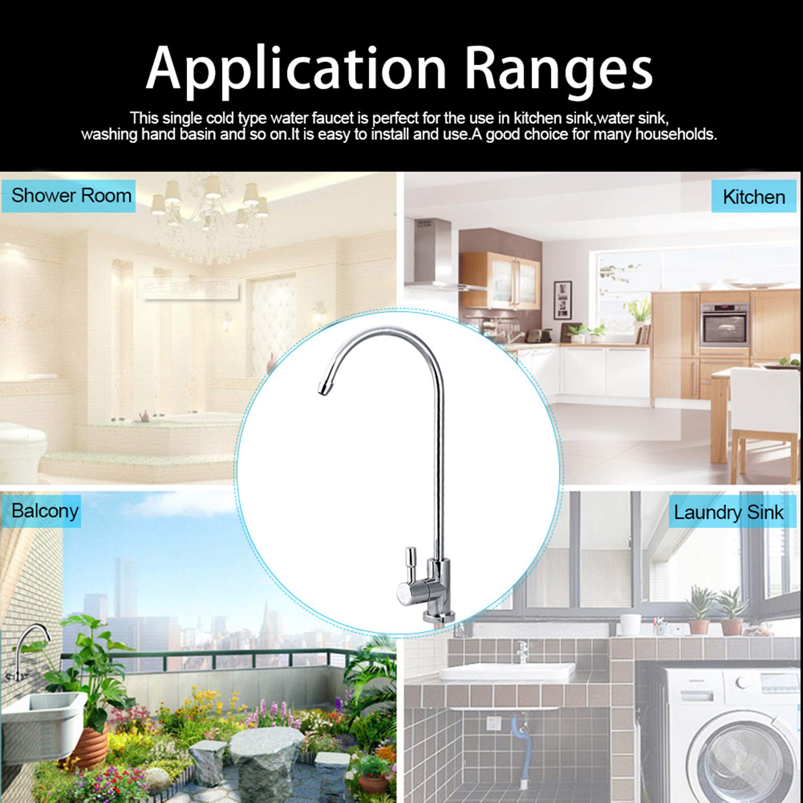 1/4'' Zinc Alloy Kitchen Sink Water Filter Faucet Tap Chrome RO Reverse Osmosis Drinking Water Filter for Cooking, Cleaning, and Hydration