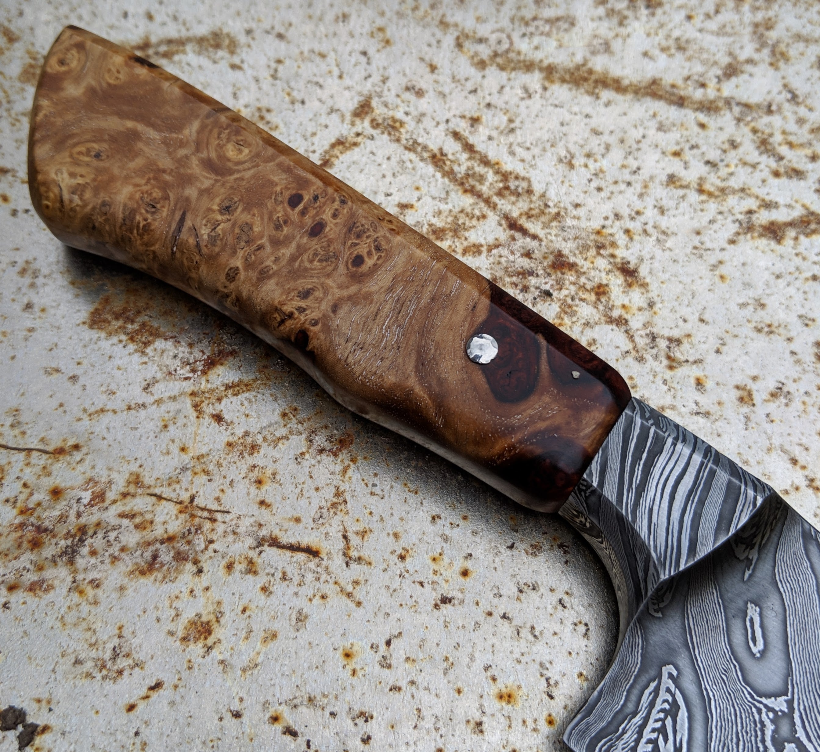 Neil Gillert 165mm Integral Damascus Utility Knife - High-Quality Handcrafted Chef's Knife for Professional Cooking & Outdoor Camping