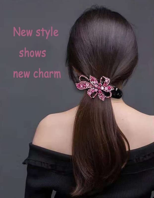 1PCS Duckbill Rhinestone Hair Clip with Flower Design - Sparkling Diamond Barrettes for Women & Girls - Perfect for Prom, Weddings, Parties & Everyday Hair Accessories