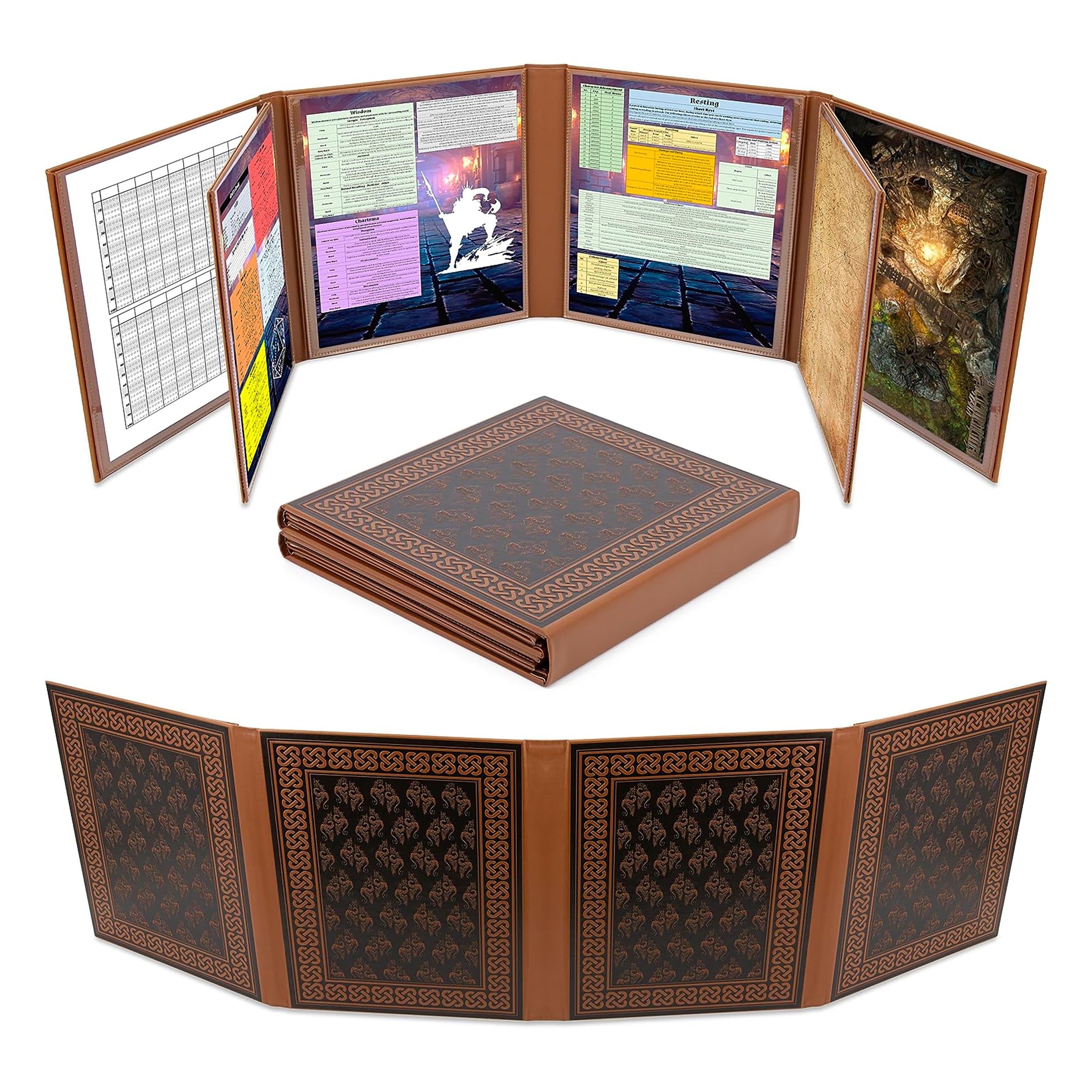Premium 8-Panel DM Screen for Dungeon Masters | Durable Folding Game Master Screen for TTRPGs (D&D, Pathfinder) | Black/Brown/Green Options | Perfect for RPG Campaigns & Tabletop Gaming Sessions