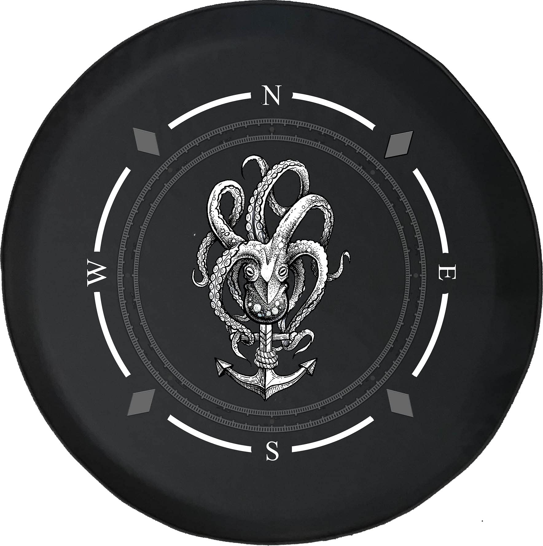 American Unlimited Spare Tire Cover with Compass, Octopus & Nautical Design - Universal Fit for SUV, Trailer, RV & Most Vehicles | Waterproof & UV-Resistant for Outdoor Adventures, Camping & Road Trips