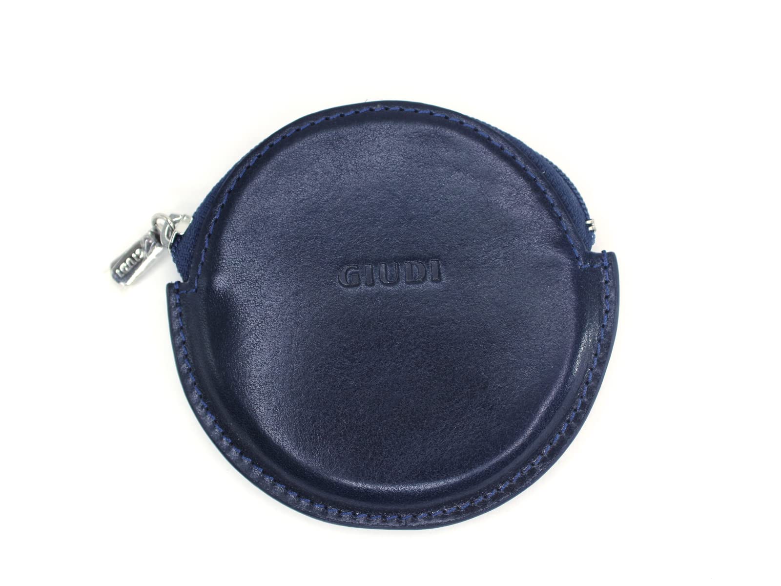 Vintage Minimalist Blue Round Small Genuine Cowhide Leather Wallet for Men & Women - Classic Slim Bifold RFID Blocking - Perfect for Everyday Use, Travel, and Gifts