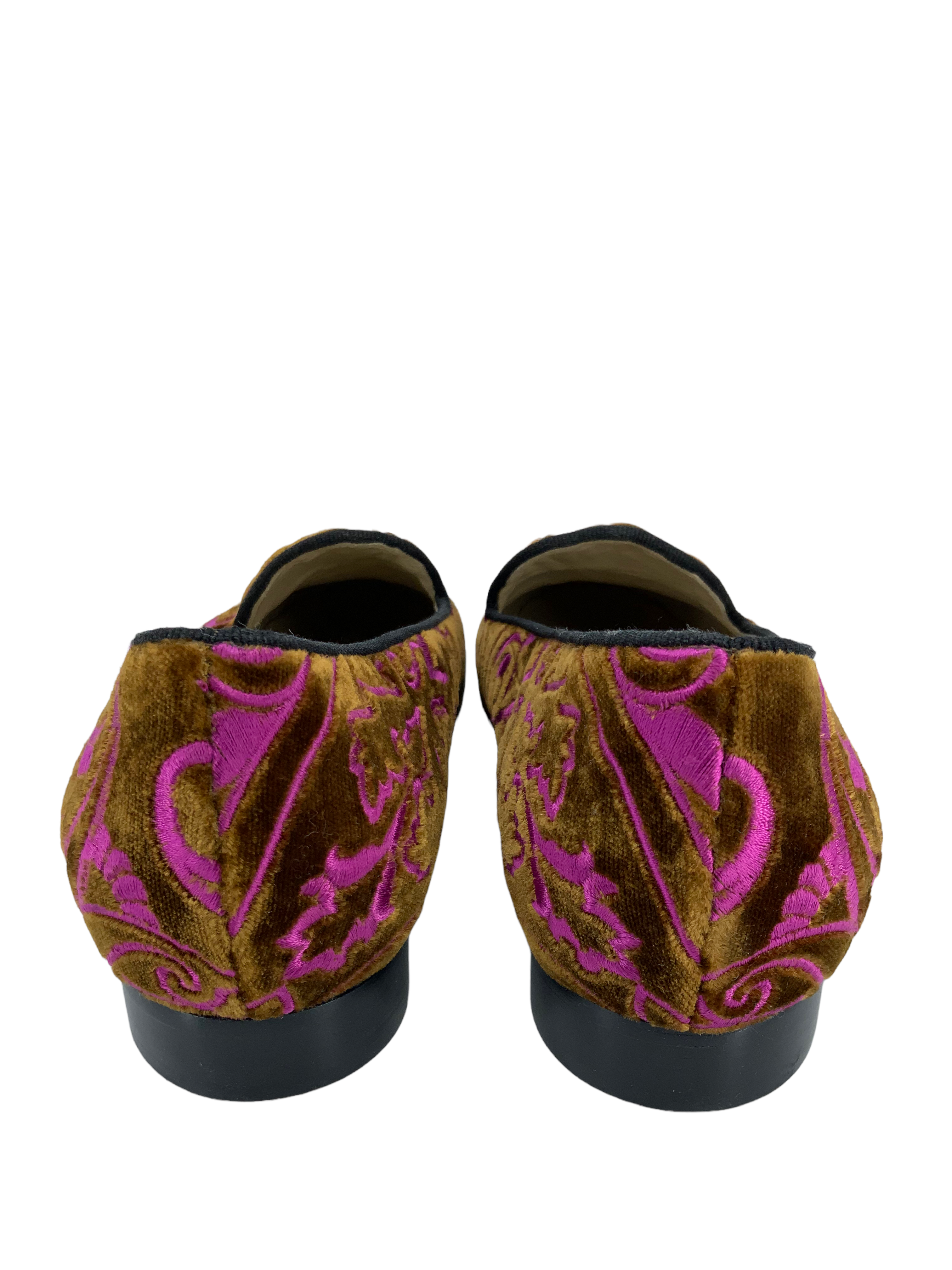 ETRO Men's Printed Velvet Loafers Size 8.5 - Stylish & Comfortable Slip-On Shoes for Casual Wear, Office & Travel
