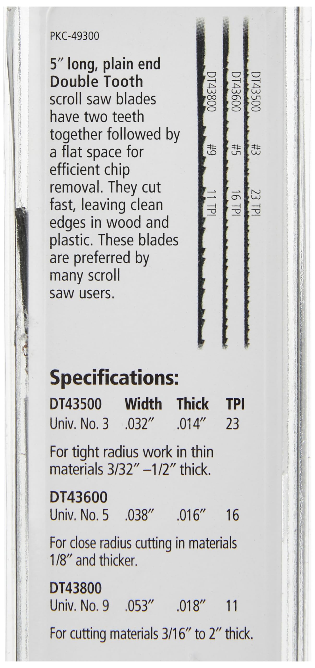 OLSON SAW DT49300 Double Tooth Scroll Saw Blade - Premium Woodworking Tool for Precision Cutting | Perfect for DIY Projects, Crafting & Home Renovations