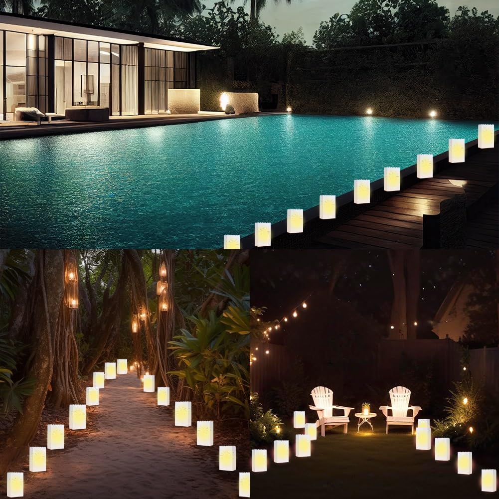 20 Pack White Kraft Paper Luminary Bags - Decorative Lanterns for Valentine's Day, Christmas, Thanksgiving Party Decor - Perfect for Weddings, Engagement Proposals & Outdoor Events - Creates Warm Ambient Lighting for Romantic Evenings & Holiday Celebrations
