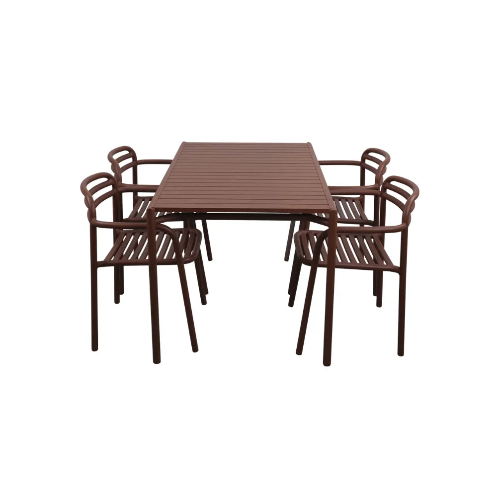 Bliss Outdoor Dining Set - Rectangle Table with 4 Armchairs for Patio, Garden, Backyard & Poolside Dining | Weather-Resistant Furniture