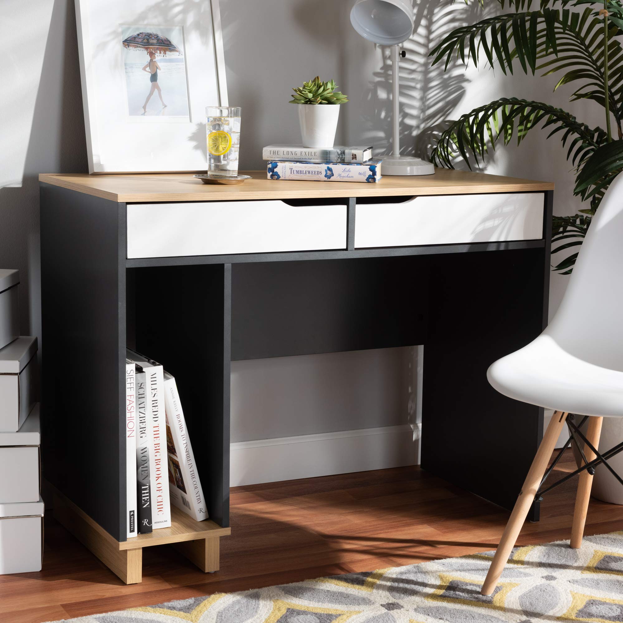 Baxton Studio Desk - Grey Oak White for Home Office