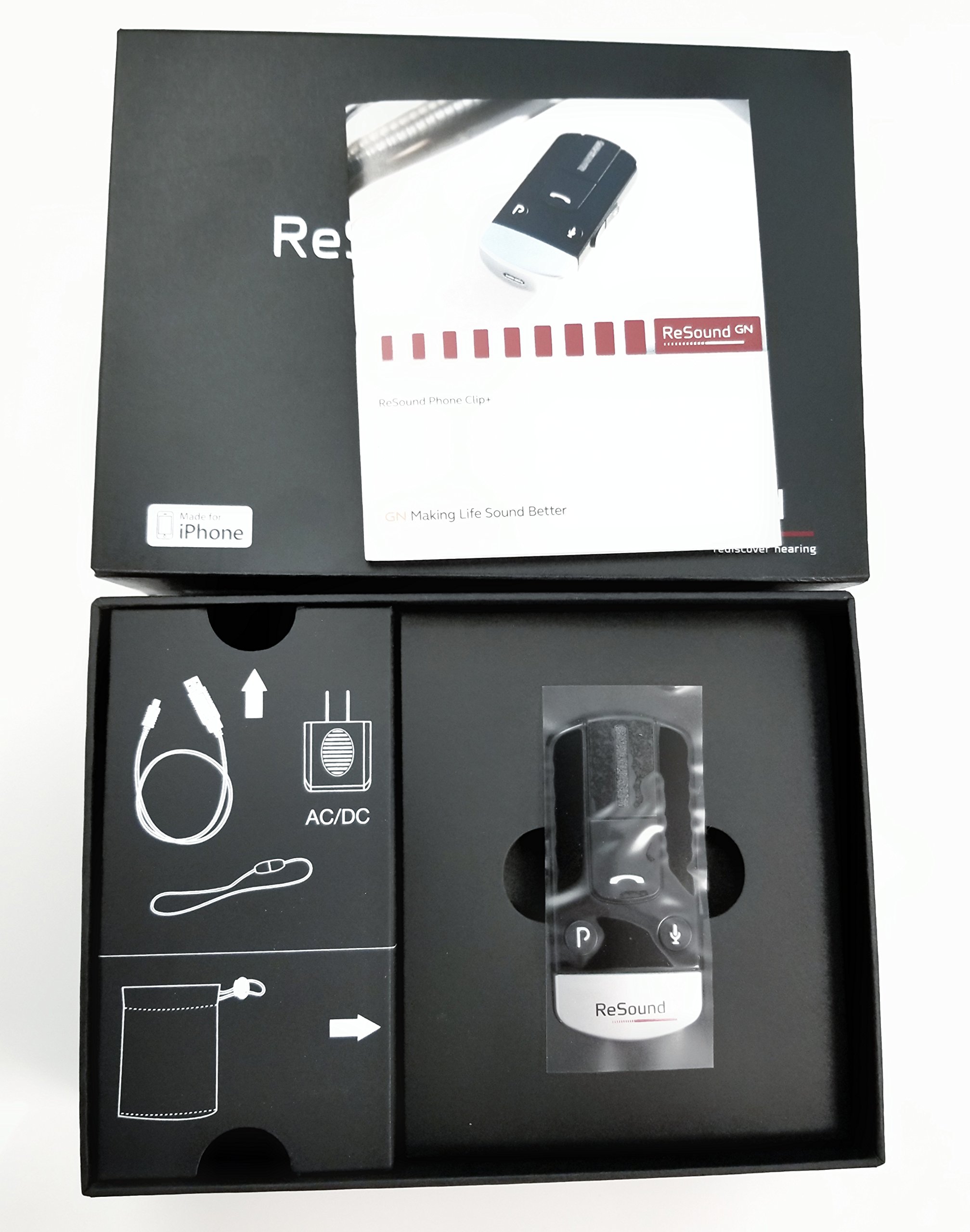 ReSound Unite Phone Clip+ - Wireless Bluetooth Streamer for Hearing Aids | Hands-Free Calls & Audio Streaming | Compatible with iPhone & Android | Home, Office & Outdoor Use