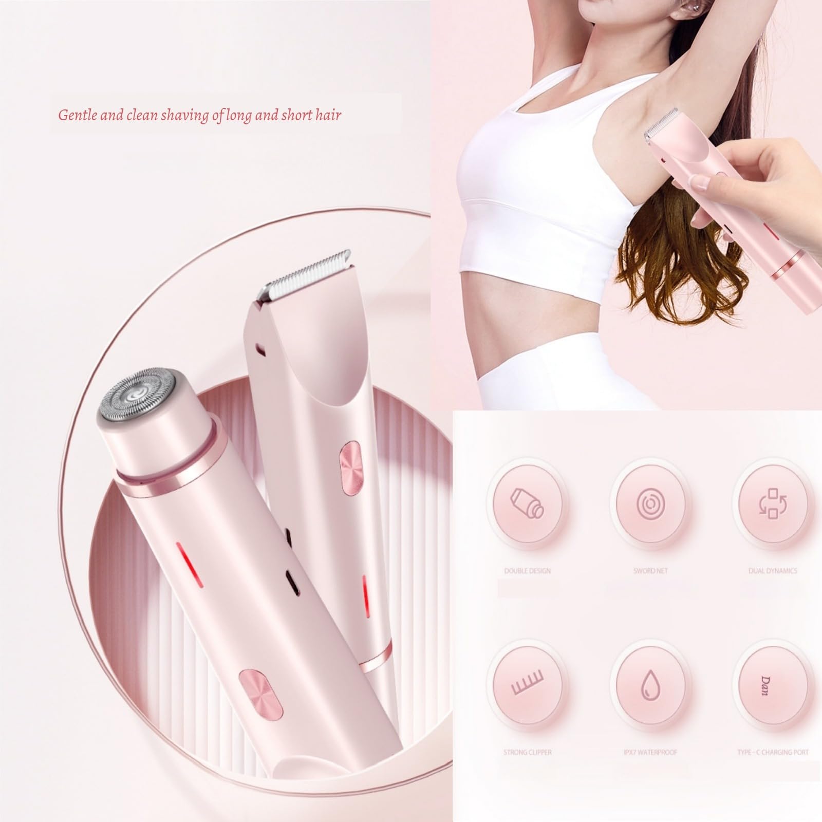 2025 Women's Electric Razor - 2-in-1 Dual Head Bikini & Body Shaver for Smooth Skin | Perfect for Travel, Gym & Everyday Hair Removal