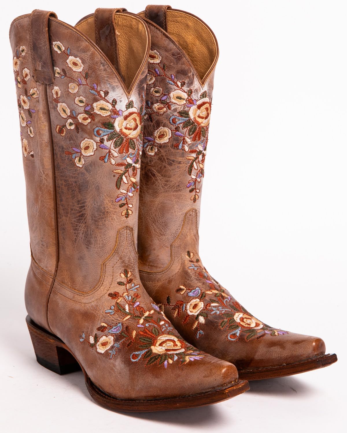 Shyanne Women's Maisie Floral Embroidered Western Leather Boots - Snip Toe Cowgirl Boots for Women | Comfortable & Stylish for Country Dancing, Rodeo & Western Fashion