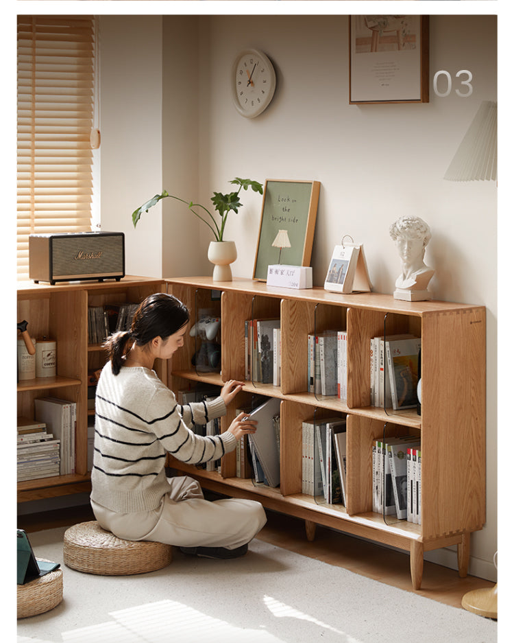 Oak Solid Wood Integrated Display Bookcase - Elegant Bookshelf for Home & Office Storage | Perfect for Living Room, Study, and Library Organization