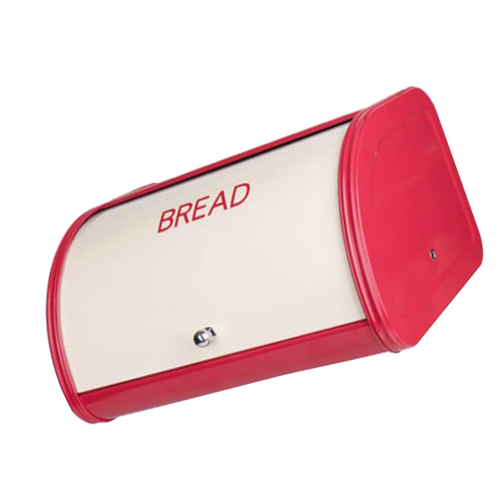 Prettyia Red Metal Bread Box - Countertop Bread Storage Bin, Food Container for Kitchen, Pantry, and Dining Room Organization | Perfect for Storing Bread, Buns, and Pastries to Keep Them Fresh