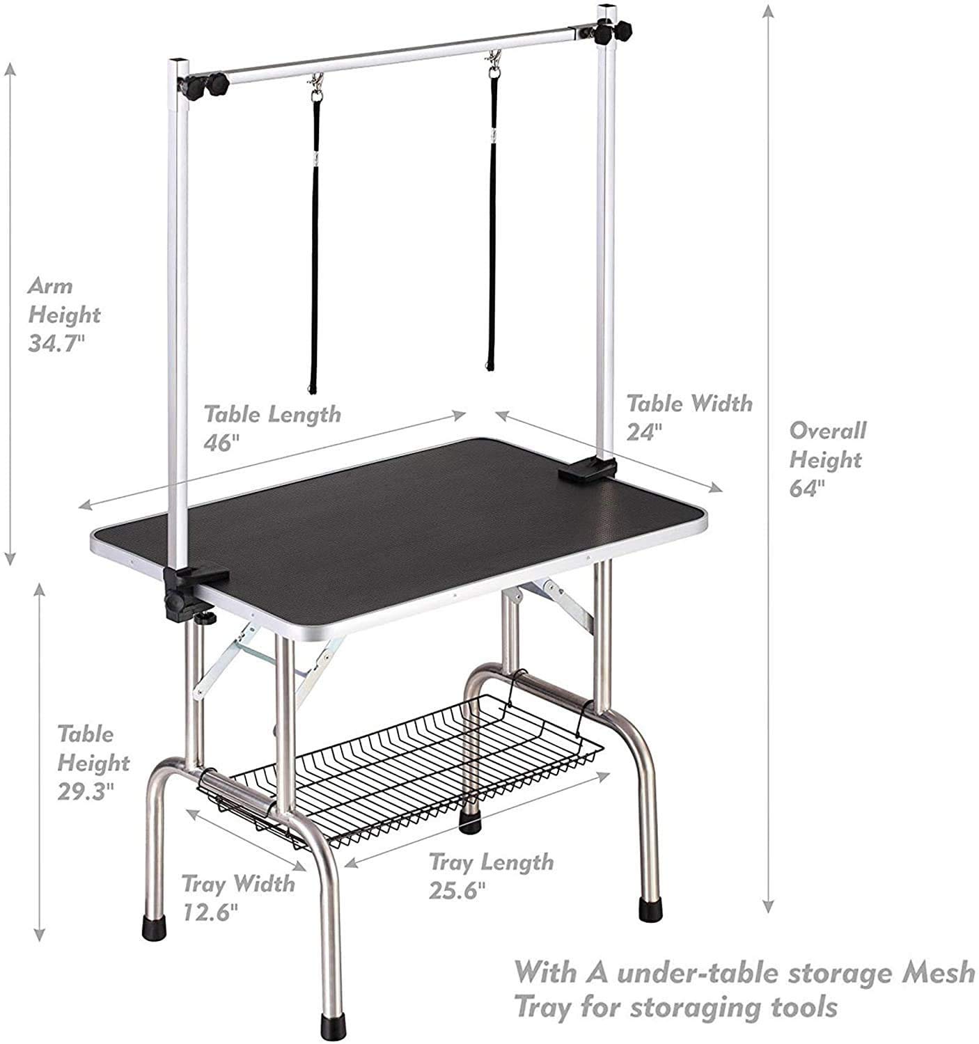 Professional Adjustable Foldable Dog Grooming Table for Large Dogs - Heavy Duty 330Lb Capacity, 46