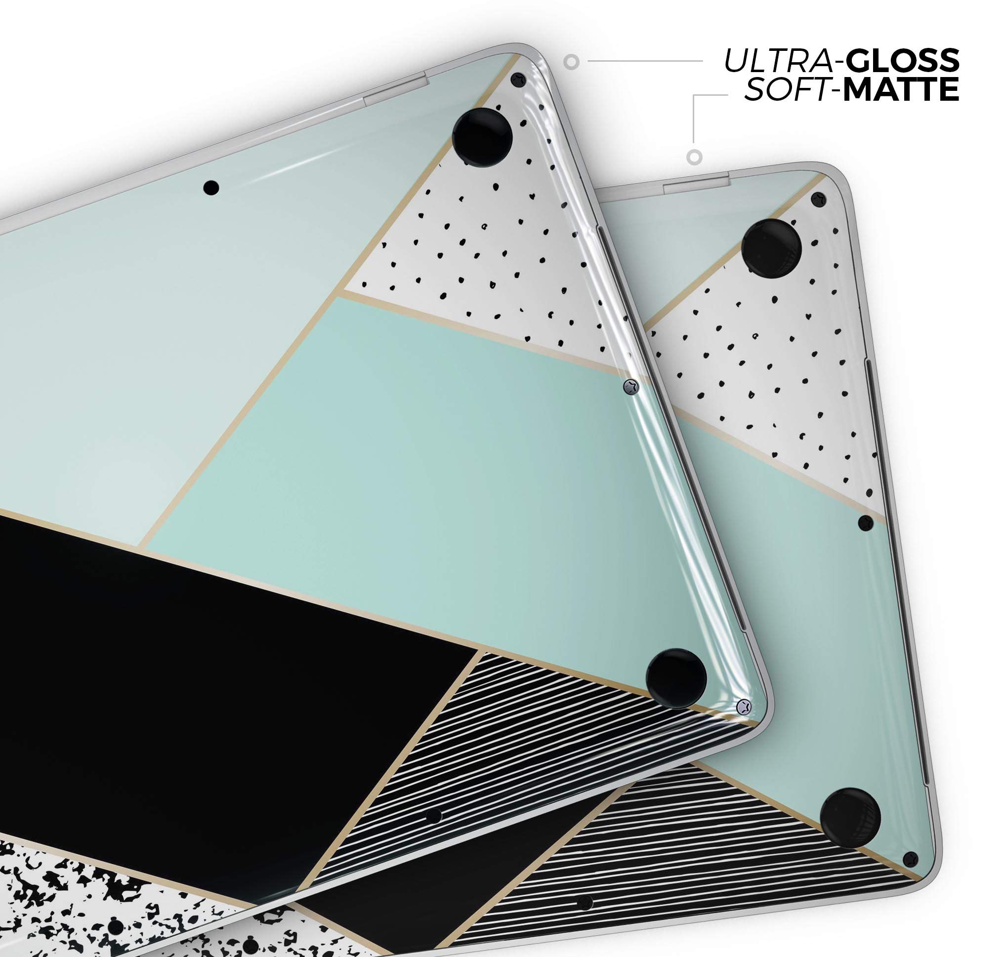 Minimalist Mint & Gold Striped Full-Body Protective Skin Wrap for MacBook Air 13