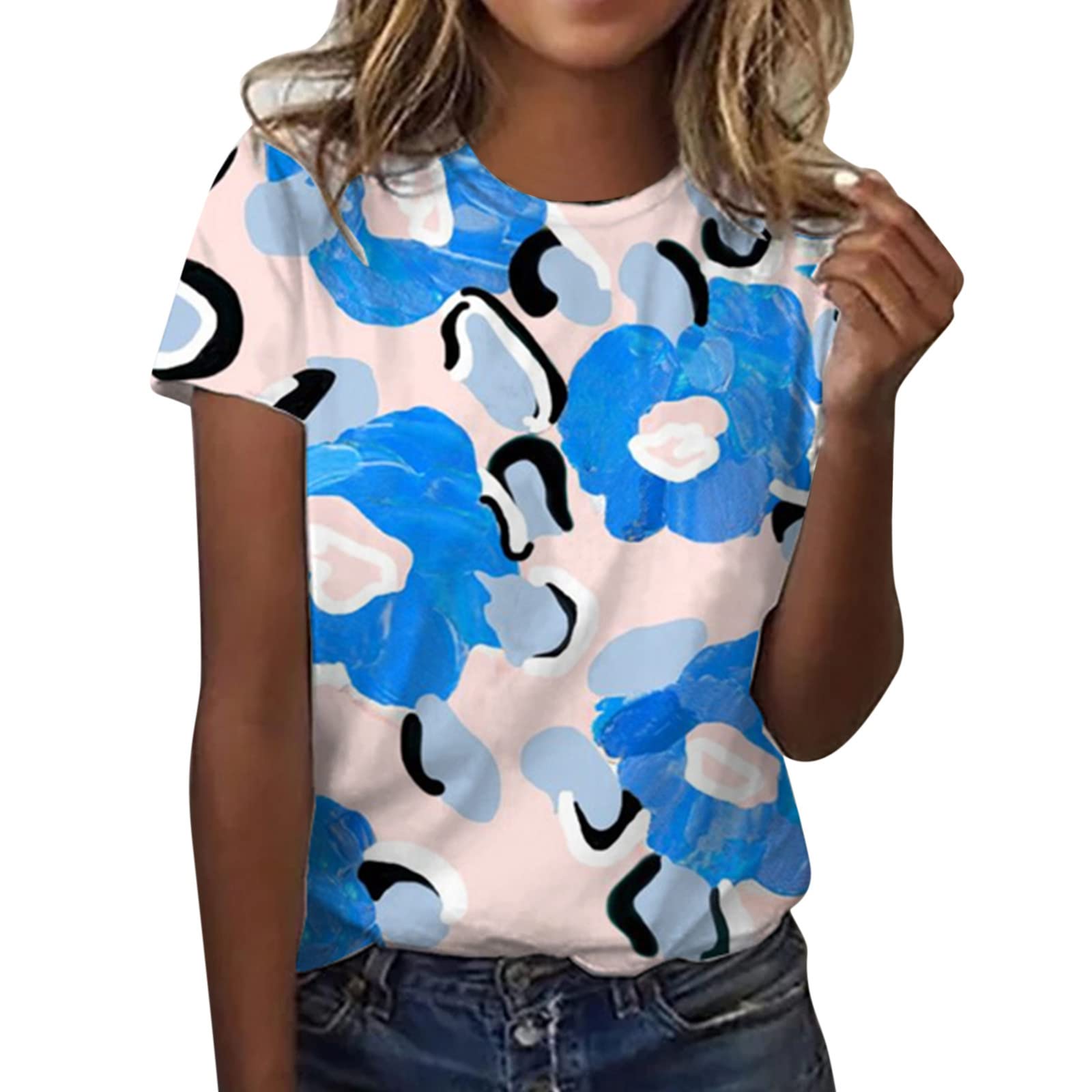 Stylish Women's Color Block T-Shirts 2022 - Summer Short Sleeve Casual Blouses & Tunics - Perfect for Daily Wear, Office Outfits, and Weekend Outings