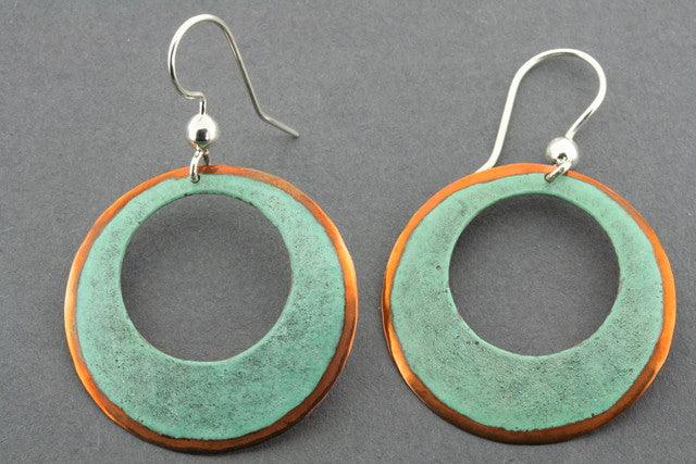 30mm Copper & Patina Hoop Earrings for Women - Vintage Style Dangle Earrings for Everyday Wear & Boho Fashion