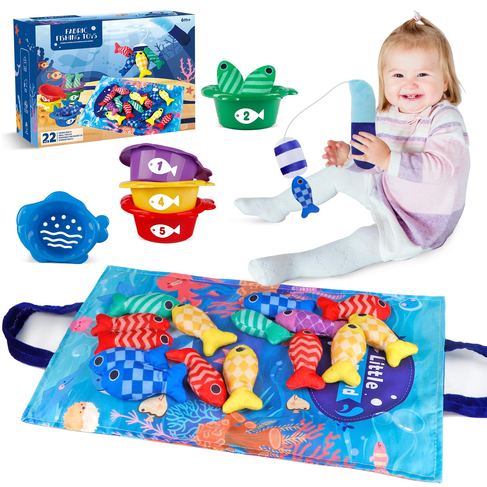 **Fozcmisw Montessori Baby Fishing Toy for 1-3 Year Old Boys & Girls - Early Learning Motor Skill Toy for 6-12 Months, Toddler Educational Gift (Perfect for Birthday, Christmas & Sensory Playtime)**