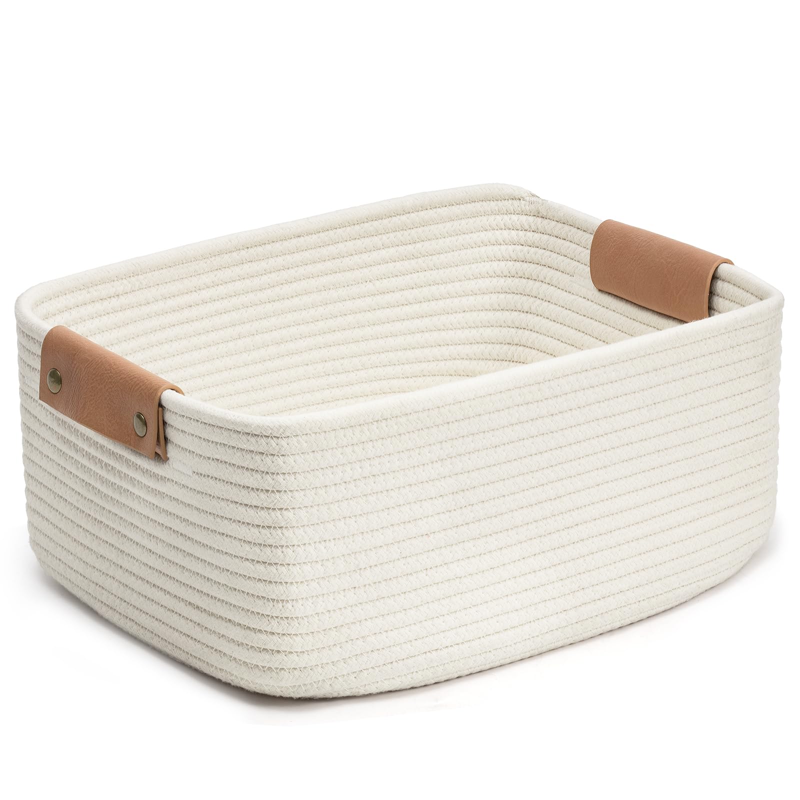 CHICVITA White Woven Storage Basket - Baby Gift Basket for Toys, Books & Towels, Rope Organizer for Nursery, Living Room & Bathroom Decor | Perfect for Baby Showers, Home Organization & Stylish Storage Solutions