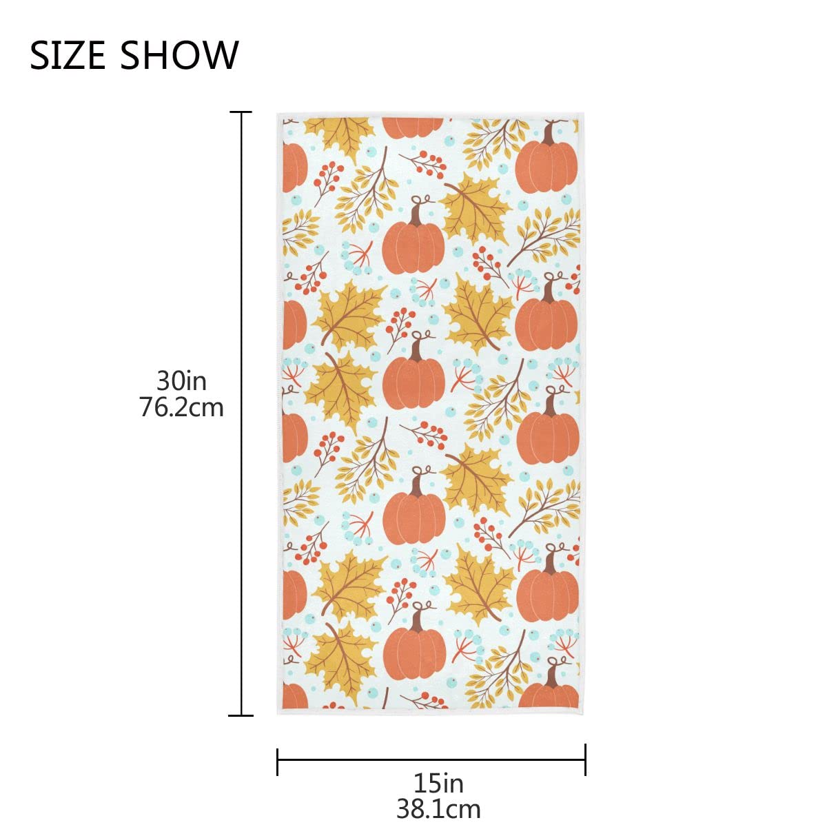 Wamika Pumpkin Maple Leaves Bath Towel Set - Highly Absorbent Hand, Shower & Kitchen Towels for Gym, Bathroom - Perfect for Autumn Decor, Thanksgiving & Everyday Use