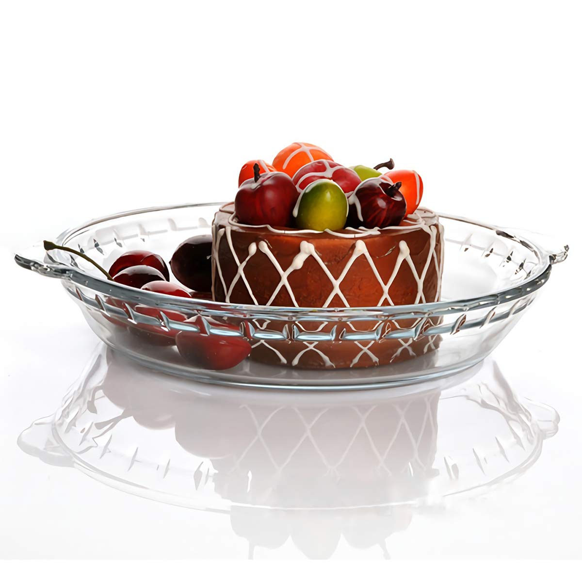 Kingrol 3-Pack 9-Inch Glass Pie Plates with Handles - Clear Baking Dishes for Pies, Snacks, Salads & Desserts - Perfect for Thanksgiving, Potlucks & Family Gatherings
