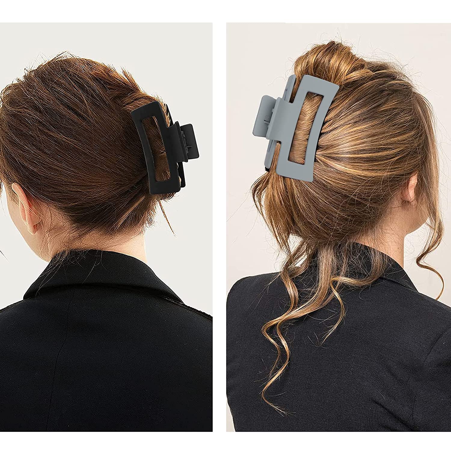 Minta 4 PCS Hair Claw Clips for Women - 3.5 Inch Matte Big Claw Clips with Strong Hold & Non-Slip Grip - Barrettes & Rectangular Hair Clips for Long, Thin or Thick Hair - Perfect for Workouts, Office & Everyday Styling