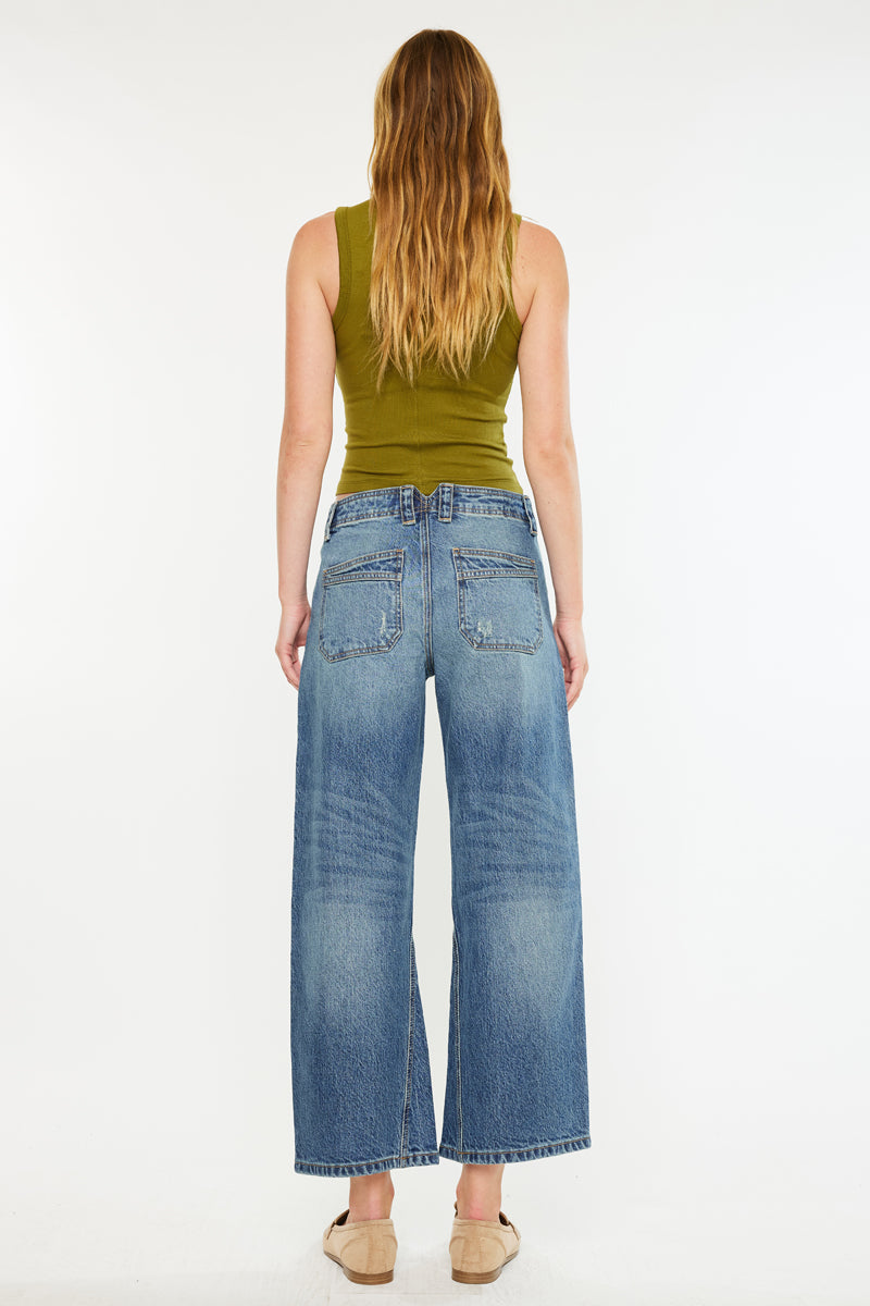 Bells Mid Rise Loose Barrel Jeans for Women - Comfortable Stretch Denim Pants with Relaxed Fit - Perfect for Casual Wear, Work & Weekend Outings