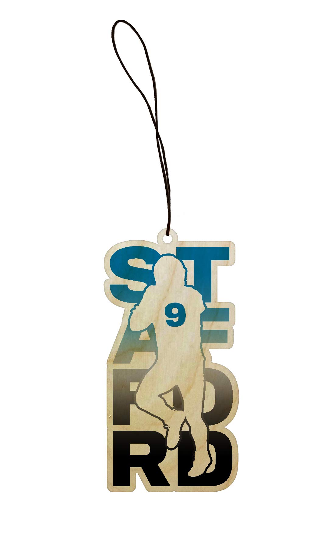 Stafford #9 Football Player Engraved Wooden Car Charm Dangler - Sports Themed Rear View Mirror Decor for NFL Fans & Athletes | Perfect for Game Day, Tailgating & Team Spirit Gifts